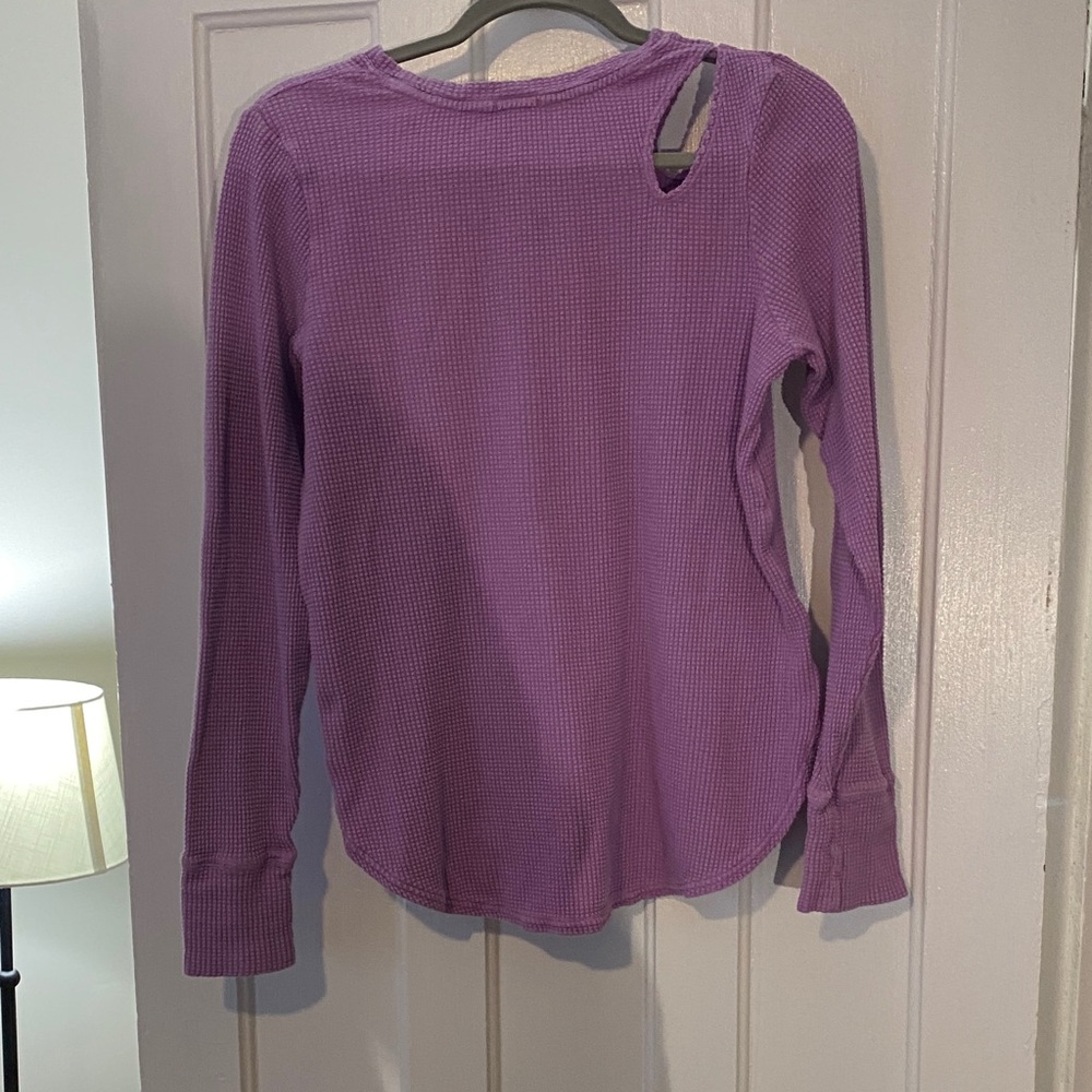 Purple Long Sleeve Waffle Knit Top - Picture 5 of 5